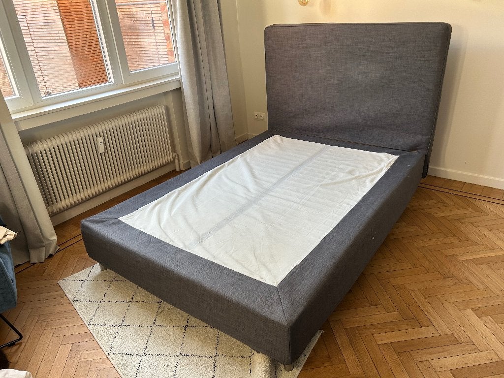 Gratis bedframe 140 x 200 met lattenbodem en topper, Tissu, Queen size, 140 cm, Enlèvement
