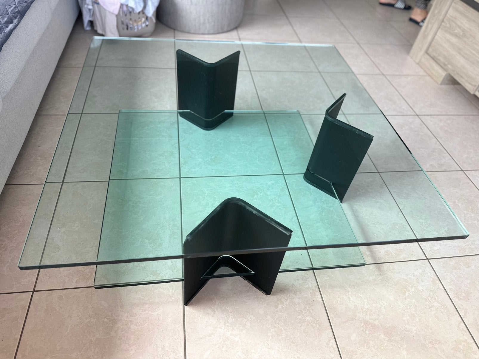 Table en verre 100x100-80x80, Maison & Meubles, Enlèvement, Comme neuf