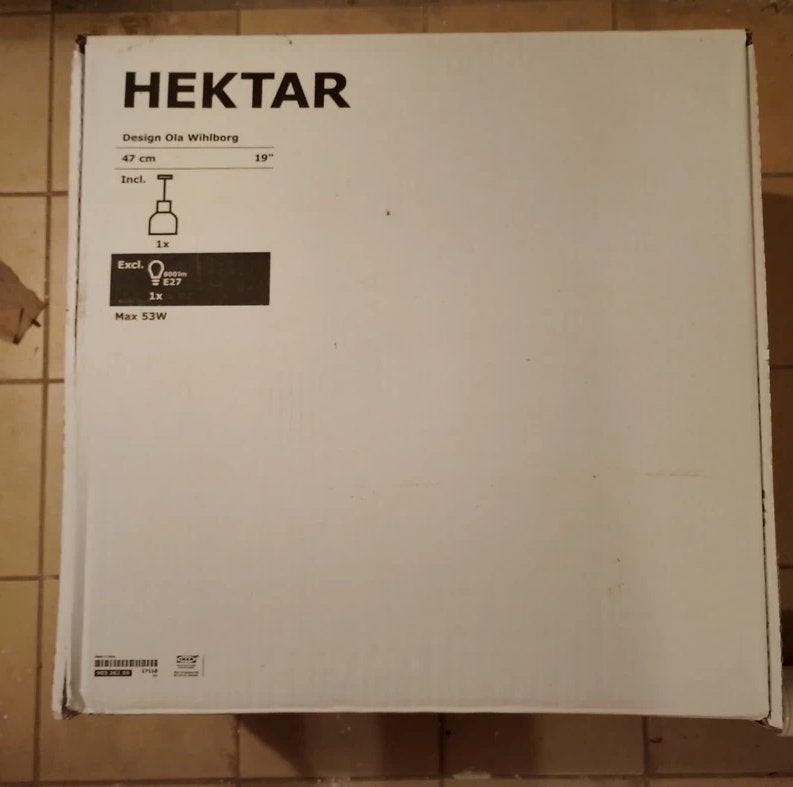 Lampe IKEA HEKTAR 47 cm — blanche, Comme neuf, Enlèvement, E27 (grand), Modern en minimalistisch interieur