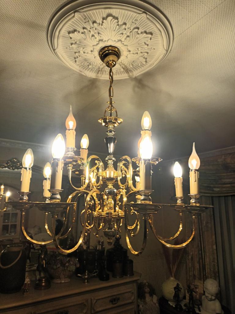 Luster in messing goud zilver, Huis en Inrichting, Ophalen