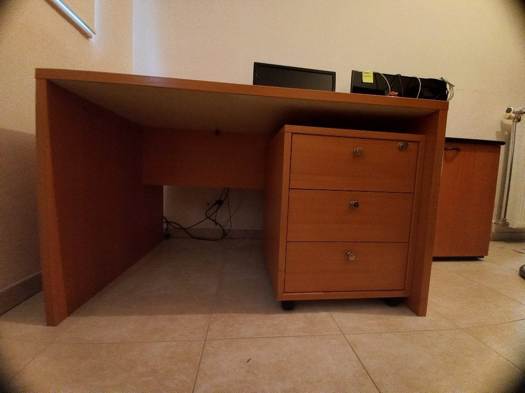 Bureau met ladenblok en bijpassende opbergkast, Huis en Inrichting, Modern, Ophalen, Gebruikt, Bureau-kast combinatie
