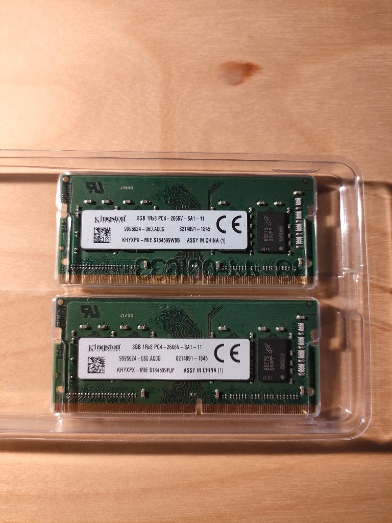 Kingston 2 x 8 GB PC4 2666V, Computers en Software, RAM geheugen, DDR4, Ophalen of Verzenden, Zo goed als nieuw, Laptop