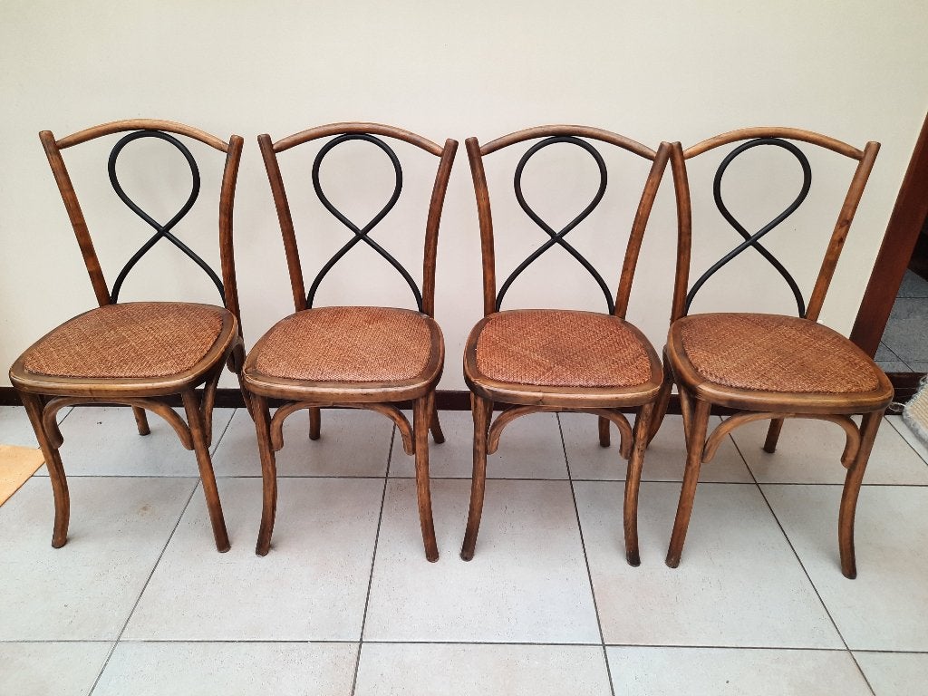 Chaises anciennes en bois (série de 4 pièces), Antiek, Autres couleurs, Enlèvement, Utilisé