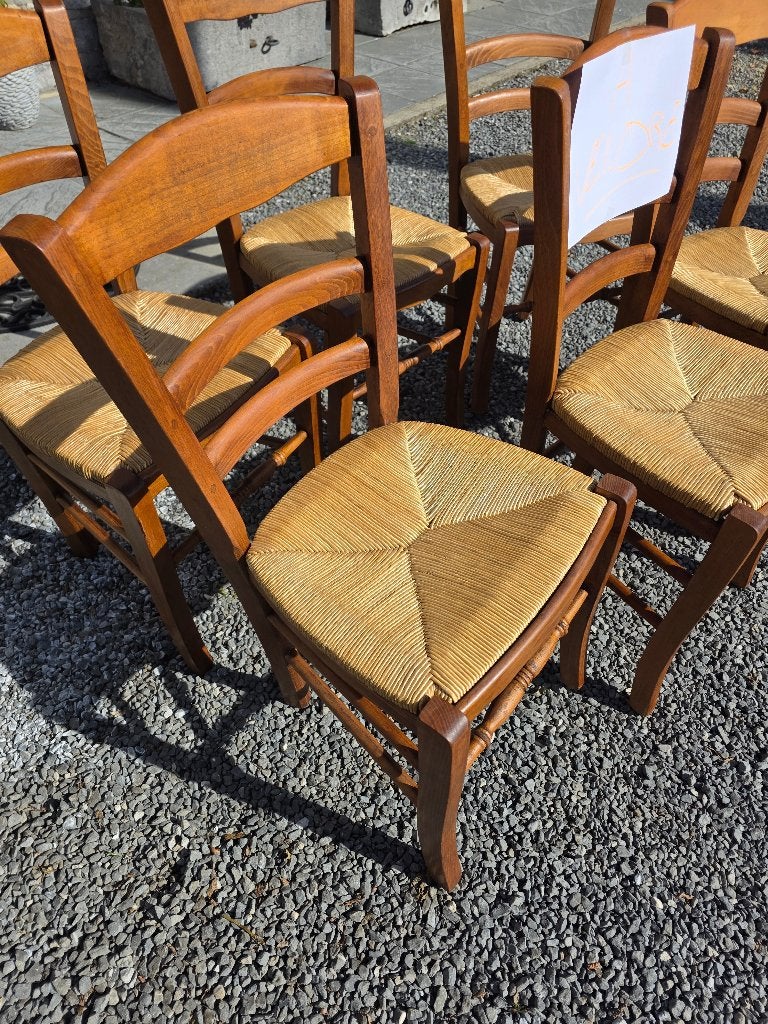 6 chaises rustique en chêne entièrement restaurées, Autres couleurs, Comme neuf, Enlèvement, Cinq, Six Chaises ou plus