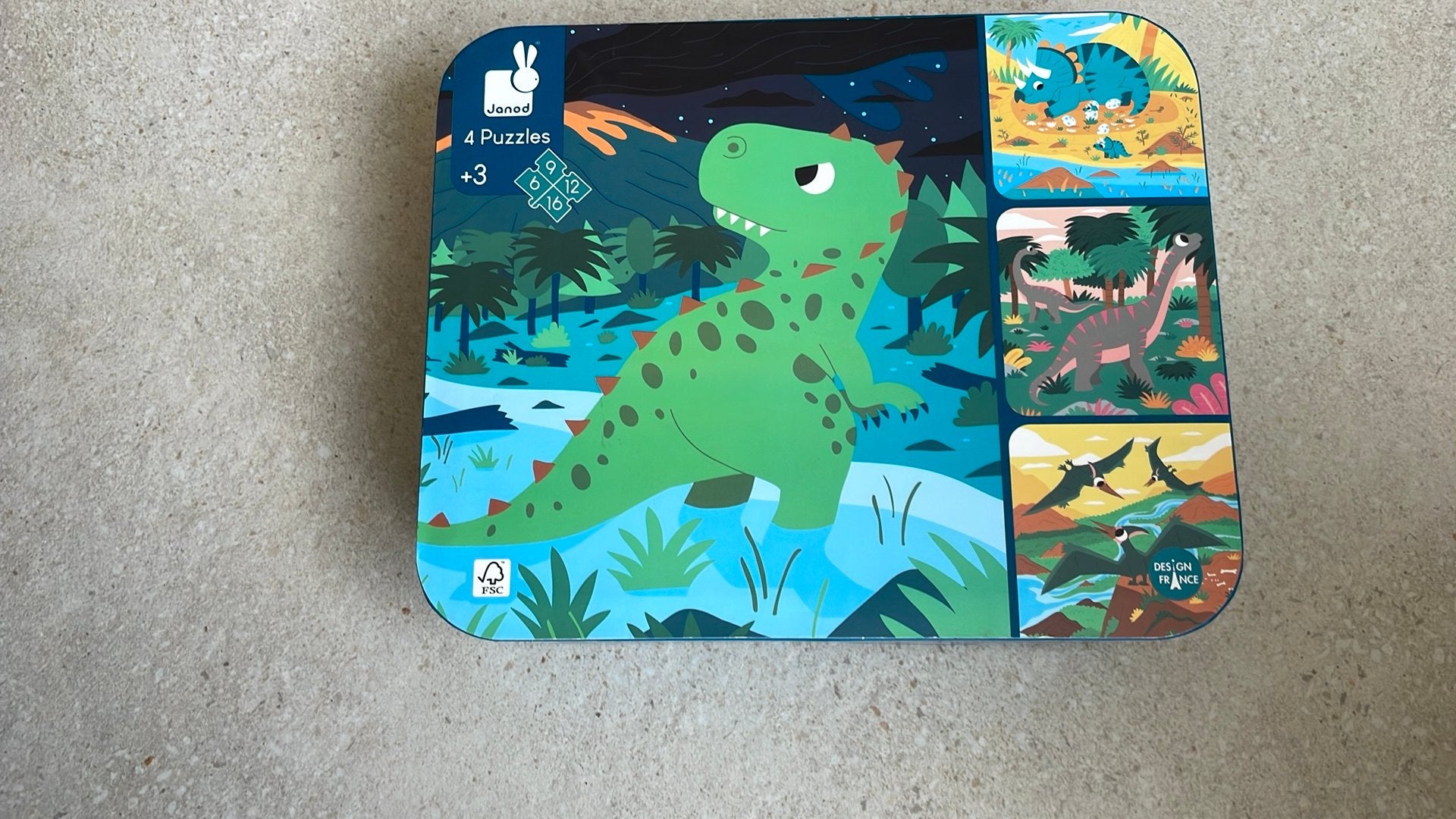 Janod dino puzzel, Ophalen