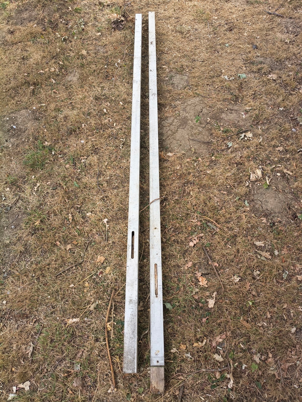 Metselaarsregels: 3m aluminium, hout, 2x, Ophalen, Gebruikt