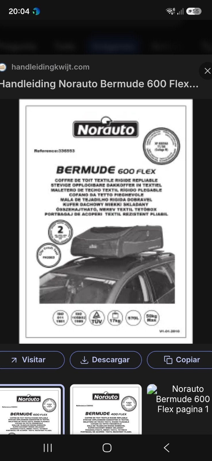 Bagage drager Bermuda flex 600, Ophalen