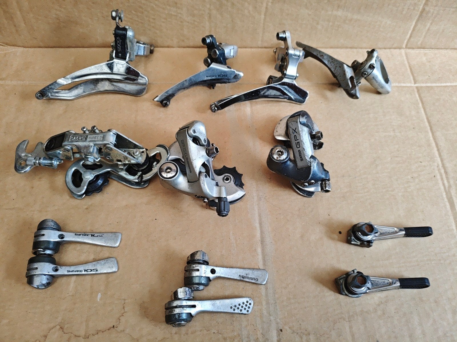 verschillende vintage derailleurs en shifters., Ophalen of Verzenden, Gebruikt