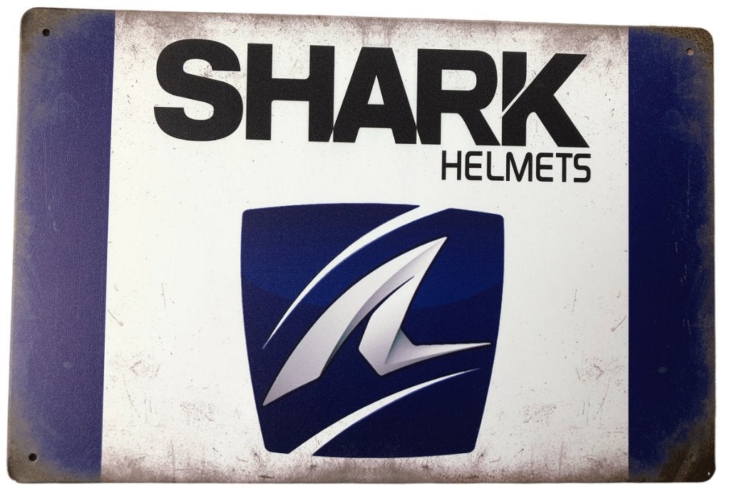 Metalen SHARK HELMETS vintage look wandplaat - 20x30cm, Ophalen of Verzenden, Nieuw, Reclamebord