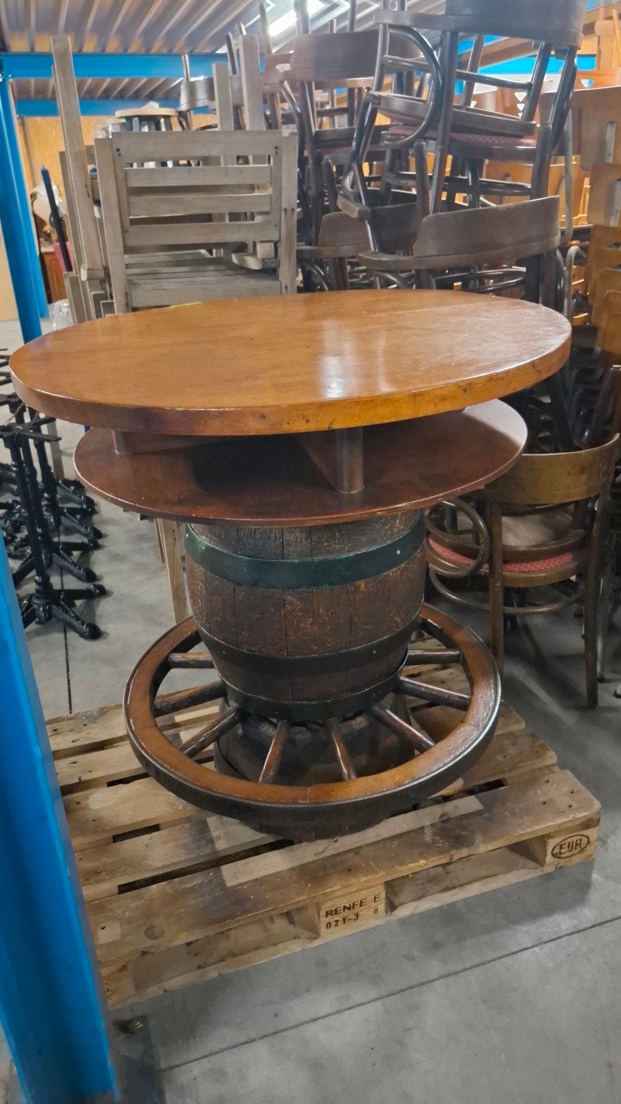 1 statafel horeca cafe KARREWIEL vintage mancave + krukken, Huis en Inrichting, Ophalen of Verzenden, Gebruikt