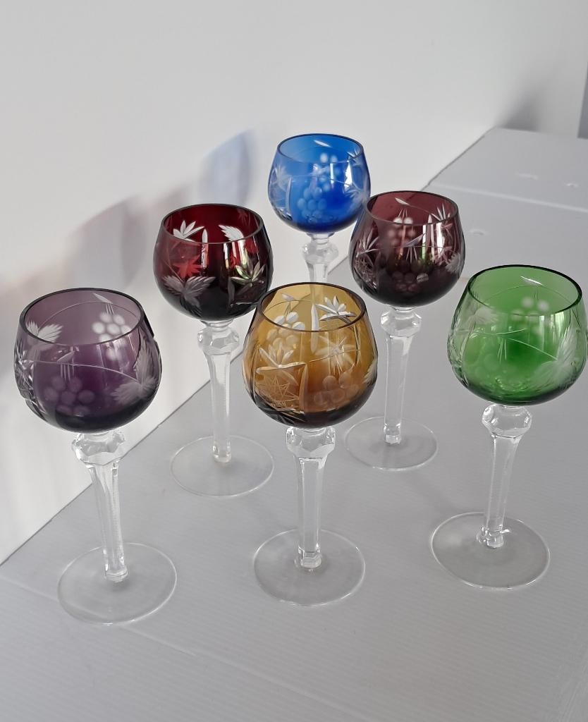 Kristallen likeurglaasjes handgeslepen, Antiek en Kunst, Ophalen of Verzenden