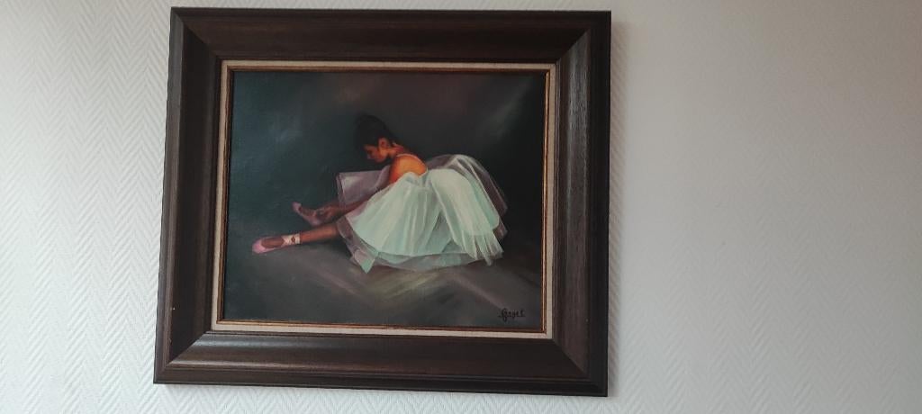 Mooi Schilderij van een ballerina 50x40 (met kader 69x59), Antiek en Kunst, Kunst | Schilderijen | Klassiek, Ophalen