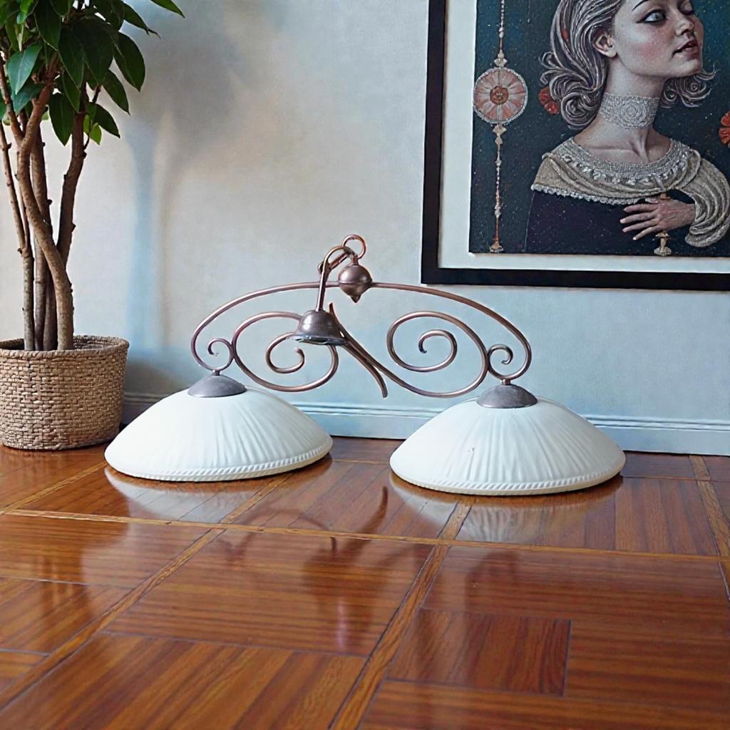 Lampe suspendue élégante de style country, massive, à double, Maison & Meubles, Enlèvement ou Envoi
