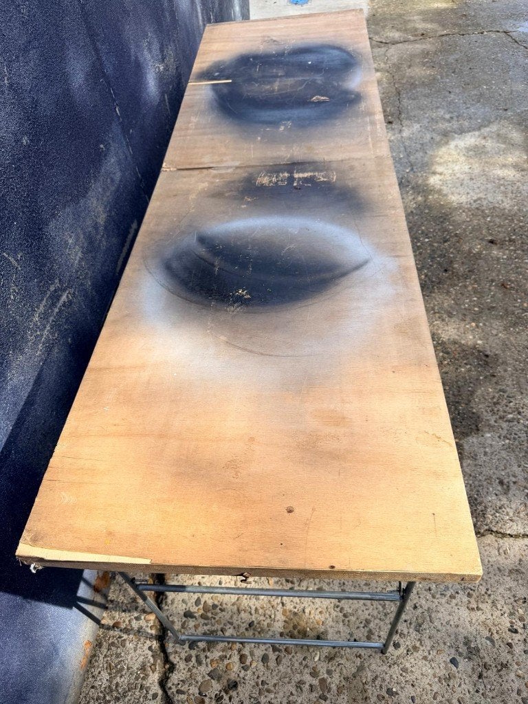 Houten klaptafel werktafel met metalen poten, Huis en Inrichting, Ophalen, Gebruikt