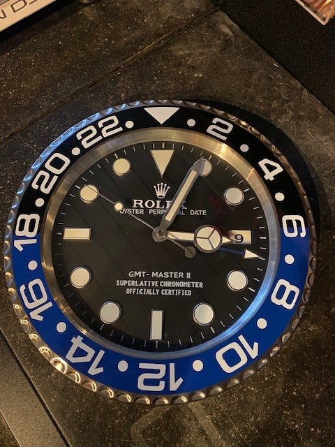 grote Muurklok Rolex 34 cm groot, Ophalen of Verzenden, Nieuw, Staal, Rolex