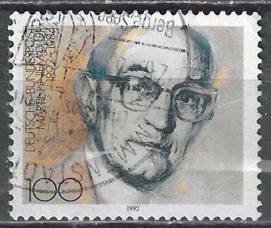 Allemagne Bundespost 1992 - Yvert 1416 - Niemoller (ST), Timbres & Monnaies, Timbres | Europe | Allemagne, Affranchi, Envoi