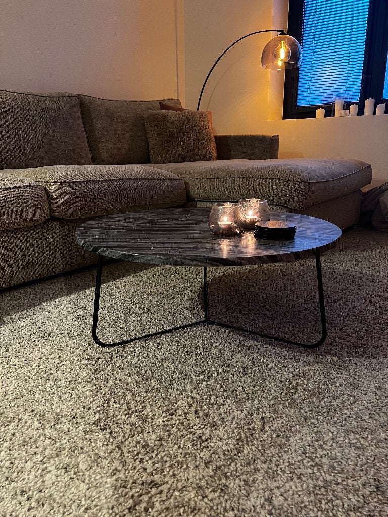 Salontafelset marmer, Huis en Inrichting, Ophalen, 50 tot 100 cm, Rond, 50 tot 100 cm