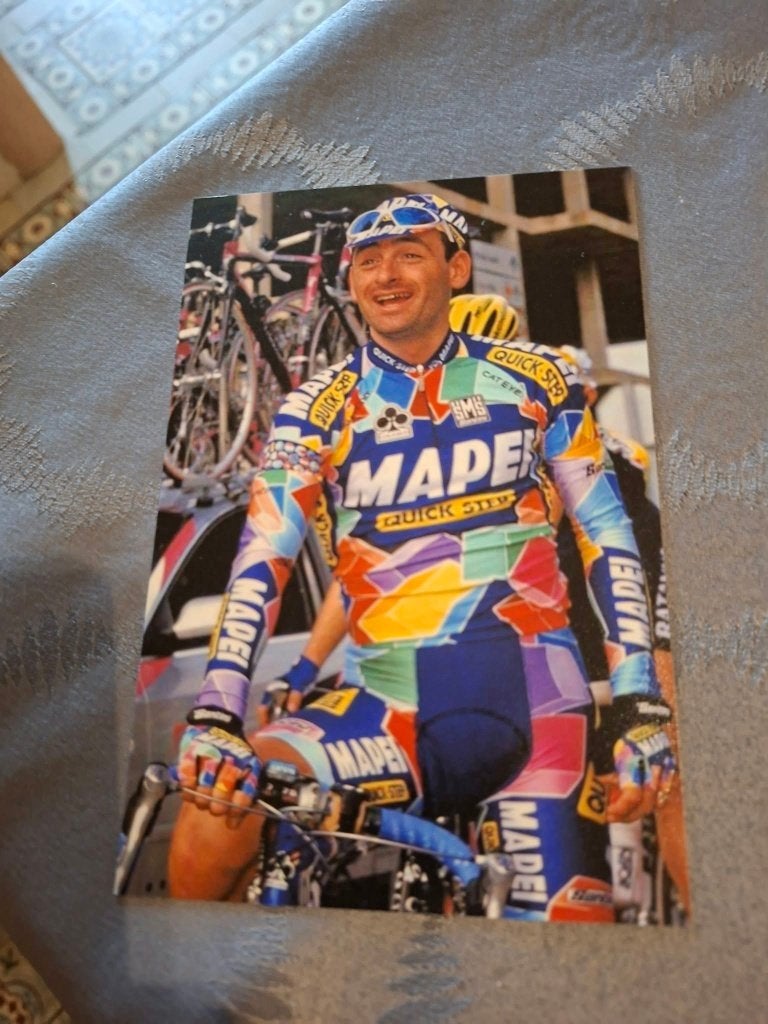 Foto (Repro) Paolo Bettini / Mapei-Quick Step, Enlèvement ou Envoi, Comme neuf, Affiche, Image ou Autocollant