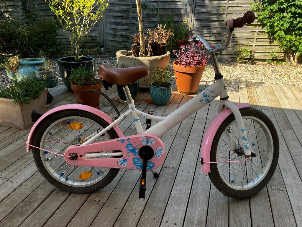 Meisjes fiets 5-7jaar, Fietsen en Brommers, Ophalen, Terugtraprem, Gebruikt, Popal