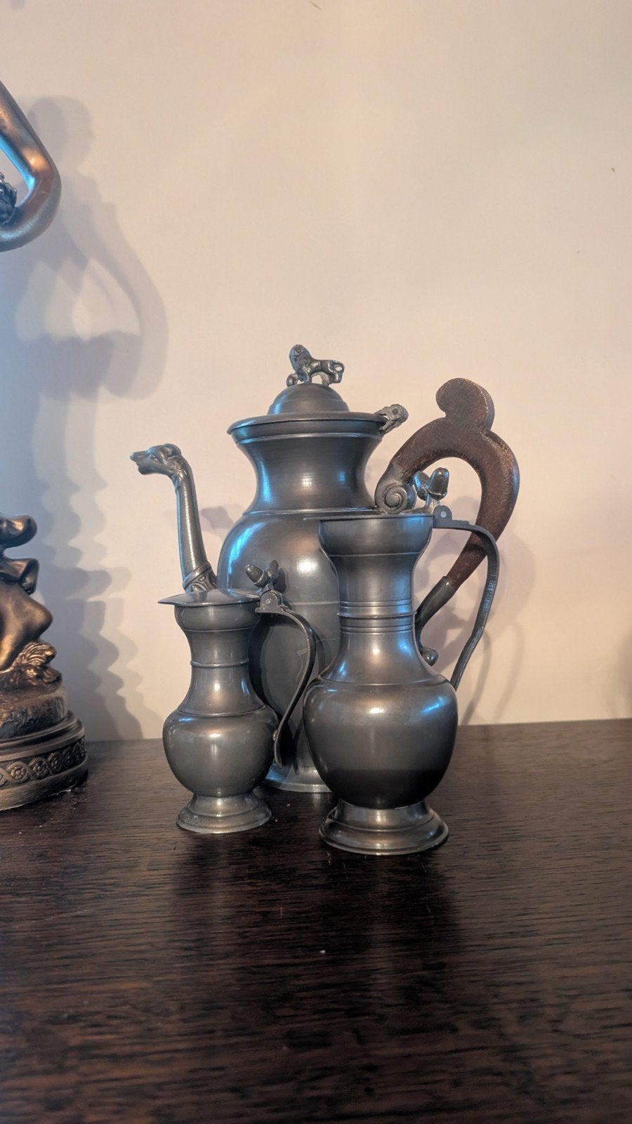Antieke set van 3 tinnen kannen, Antiek en Kunst, Antiek | Tin, Ophalen