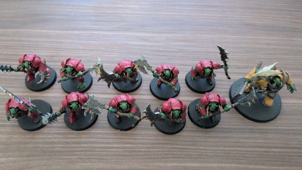 Ork brutes + Megaboss AOS Warhammer, Figuurtje(s), Warhammer, Ophalen of Verzenden, Zo goed als nieuw