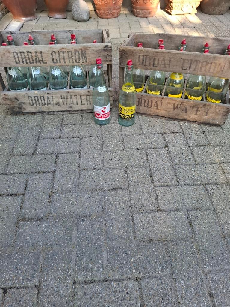 2 originele ordal bakken met oude flessen, Verzamelen, Biermerken, Ophalen
