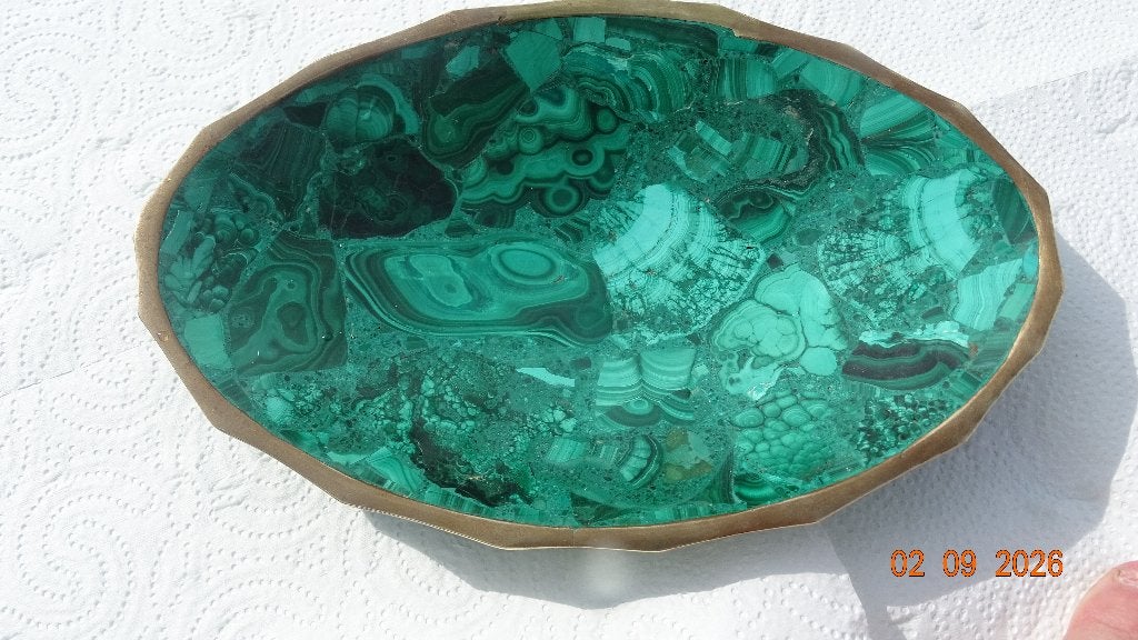GRANDE COUPELLE EN MALACHITE DU CONGO, Fait main, Afrique, Autres matériaux, Vert