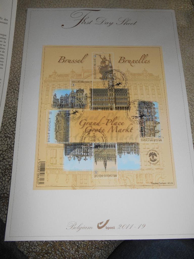 Timbre Belge First Day Sheet La grand place ( 10 T), Ophalen of Verzenden