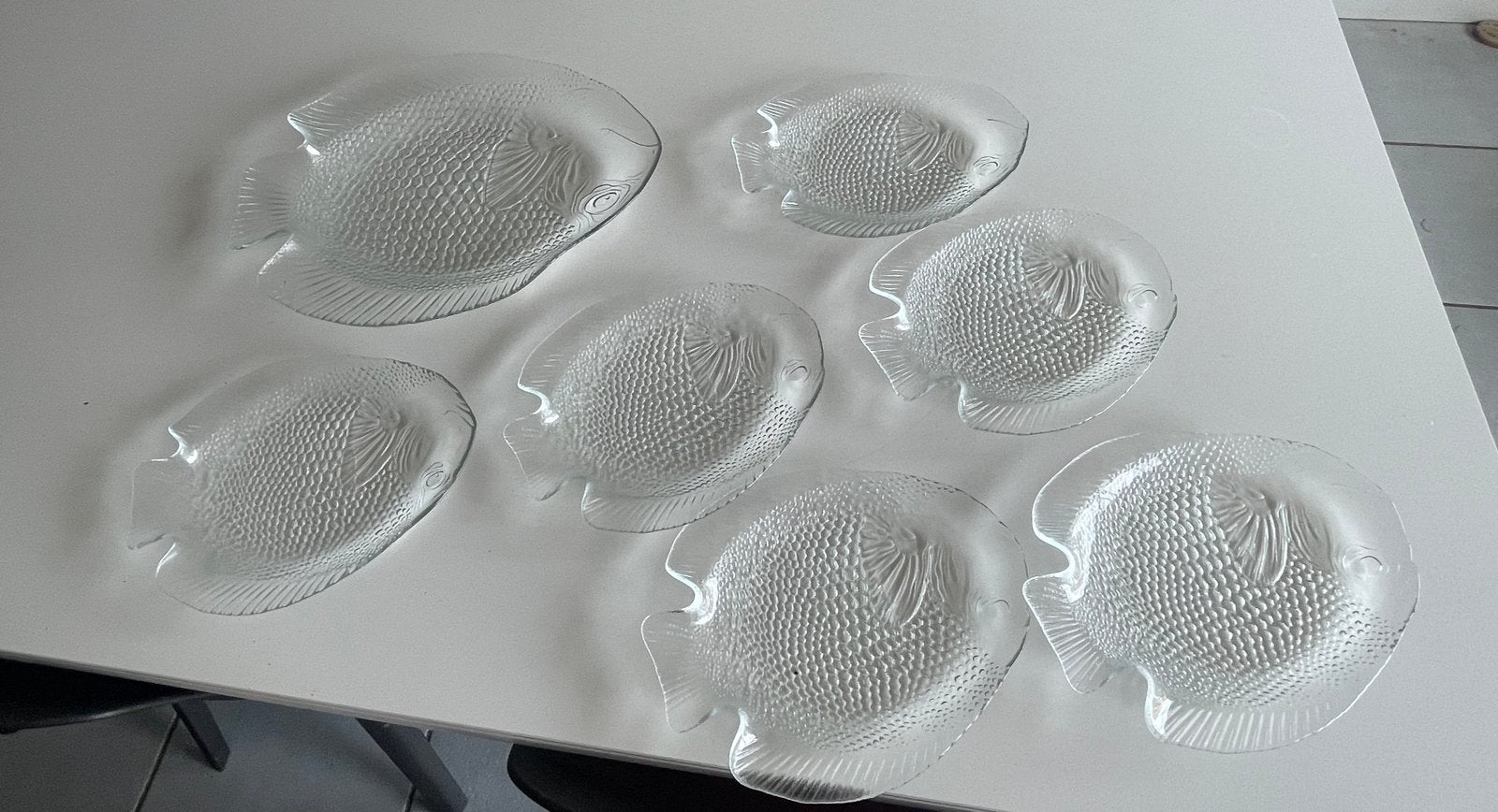 Vintage Arcoroc France 'Poisson' Glazen Visservies, Enlèvement, Comme neuf