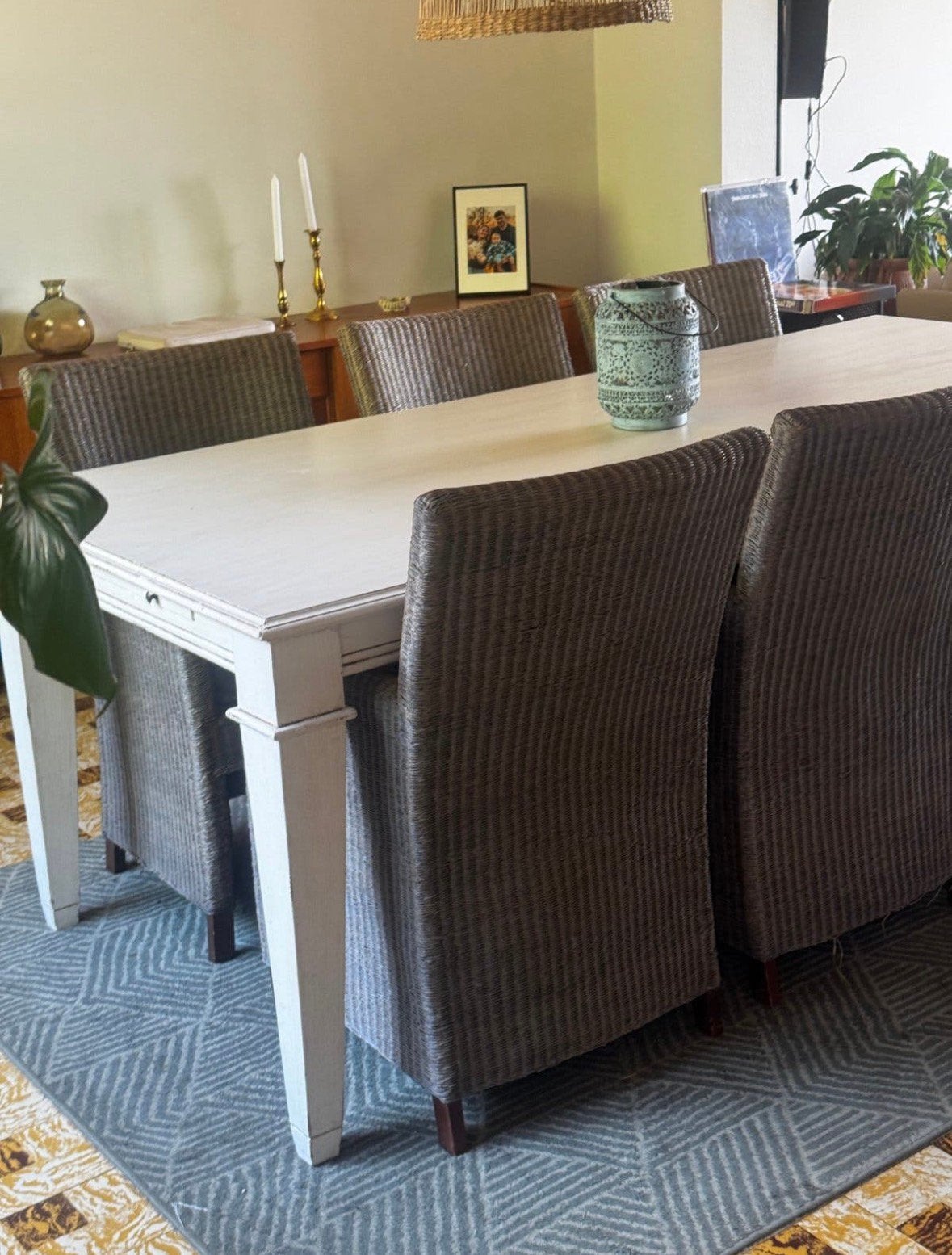Landelijke tafel en 6 stoelen, Huis en Inrichting, Ophalen, Gebruikt, 100 tot 150 cm, 200 cm of meer
