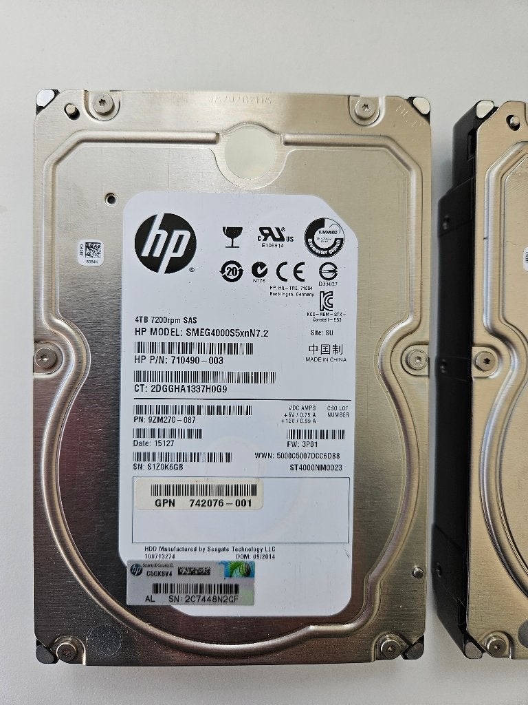 HP Model 4TB 7200rpm SAS (2 stuks), Computers en Software, Ophalen, Intern, Gebruikt, SAS