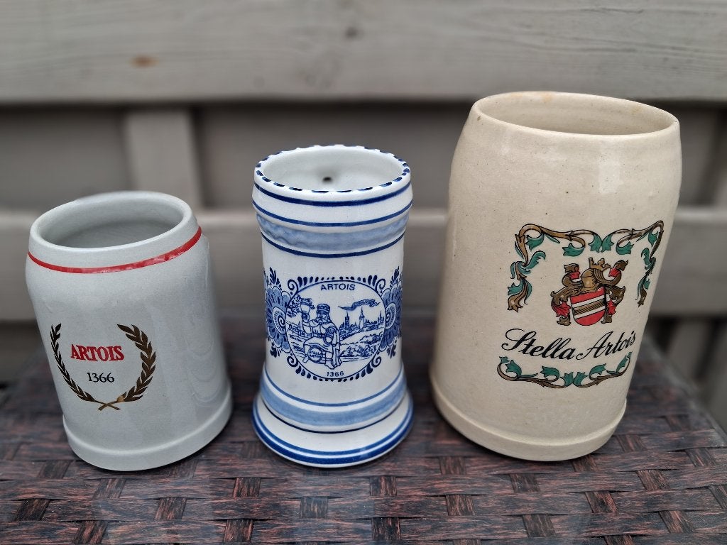 3 bierpotten  STELLA ARTOIS, Verzamelen, Ophalen of Verzenden, Gebruikt, Reclamebord
