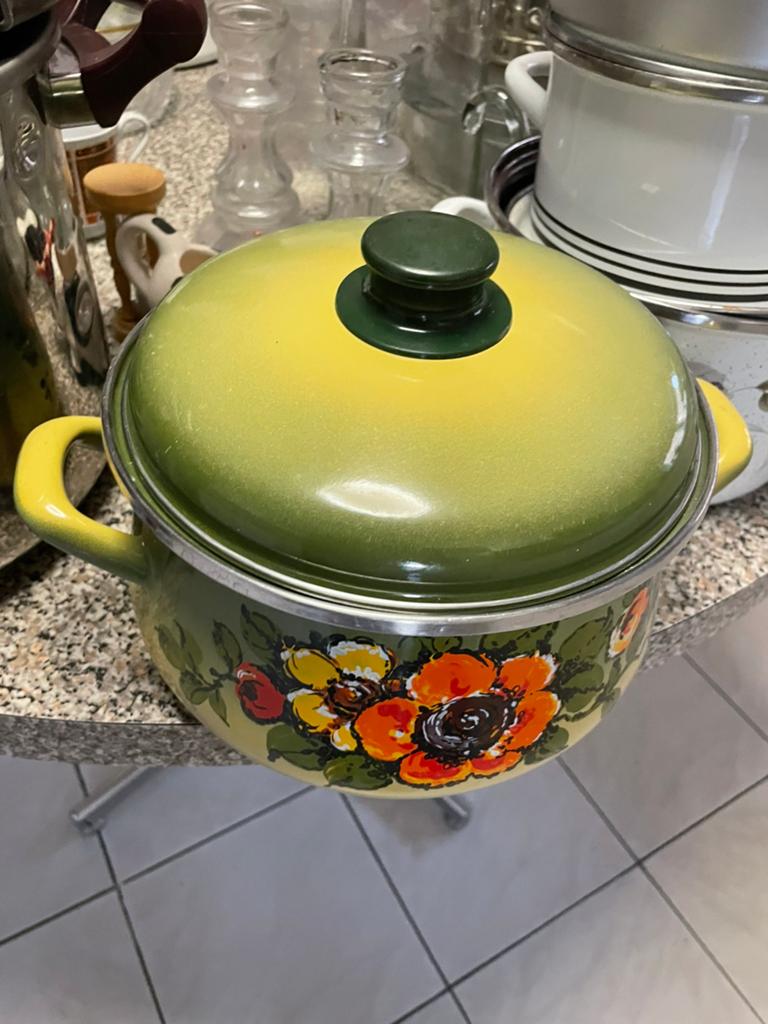 Vintage emaille kookpot van Baumann, Huis en Inrichting, Ophalen, Gebruikt