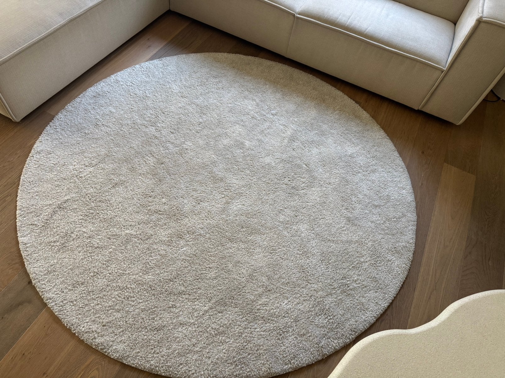 Beige ronde tapijt 195cm (ikea), Ophalen, Zo goed als nieuw, Beige