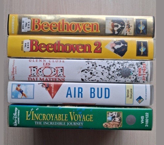 Set van 5 films op VHS-cassettes, Ophalen, Gebruikt, Alle leeftijden, Frans