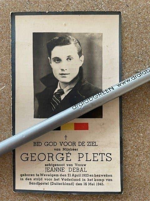 40-45 Emporté Wevelgem George PLETS a tué Sandbostel, Enlèvement ou Envoi, Image pieuse