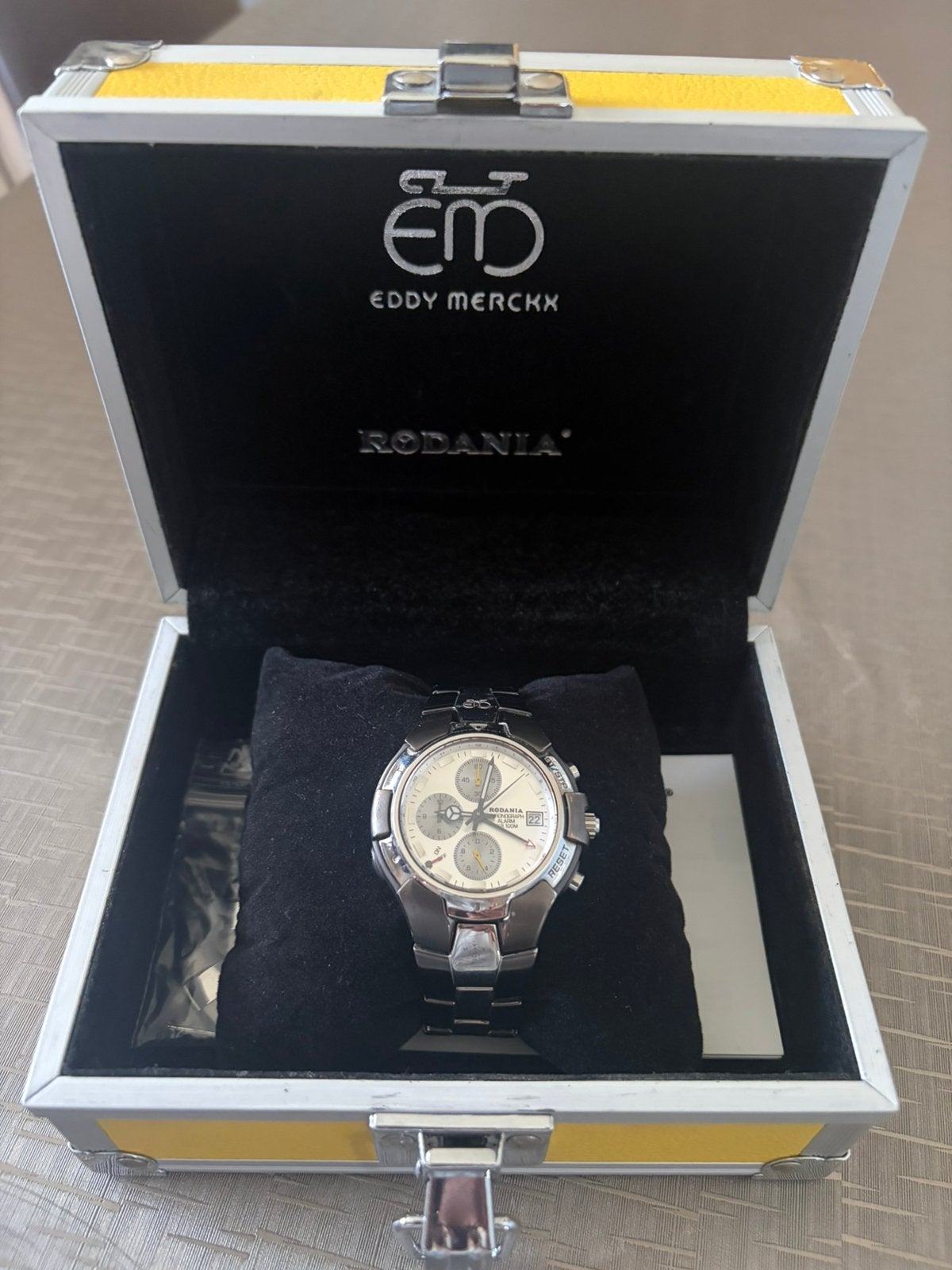 Eddy Merckx Rodania chronograve horloge., Handtassen en Accessoires, Horloges | Heren, Overige merken, Staal, Polshorloge, Ophalen of Verzenden