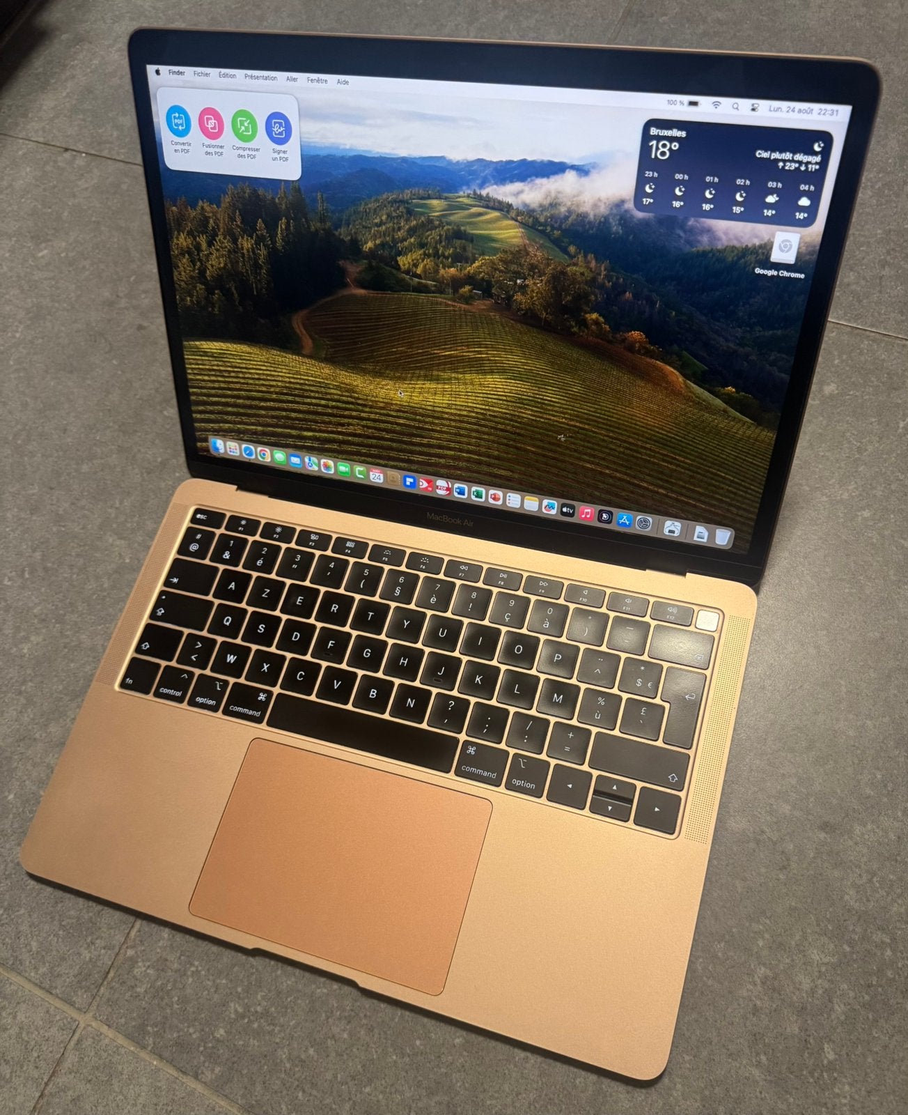 Macbook Air 13 Gold 256gb, Informatique & Logiciels, Enlèvement, Comme neuf, MacBook Air