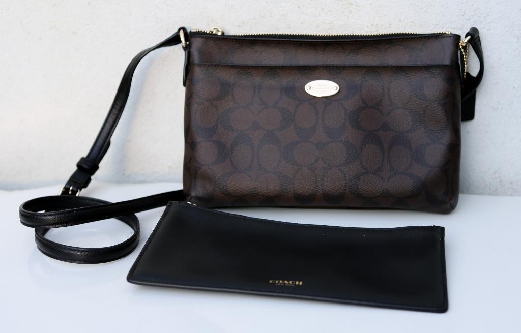 Joli sac à bandoulière Coach Signature, Enlèvement ou Envoi, Comme neuf, Brun, Sac à bandoulière