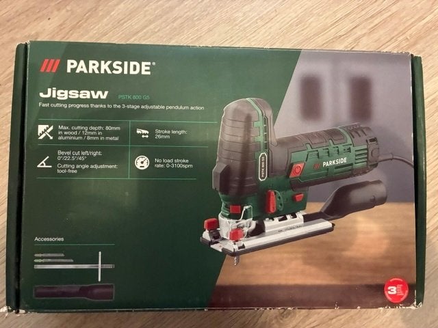 Decoupeerzaag met pendelslag PARKSIDE PSTK800, 600 à 1200 watts, 70 mm ou plus, Comme neuf, Parkside