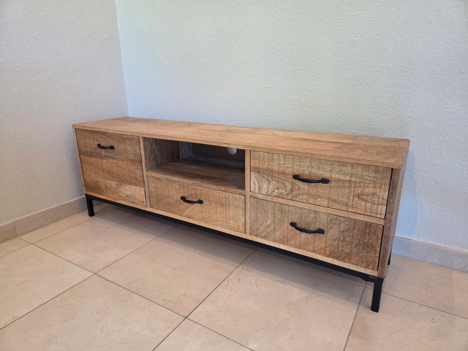Meuble/buffet TV en aspect bois industriel, largeur 130 cm, Maison & Meubles, Enlèvement