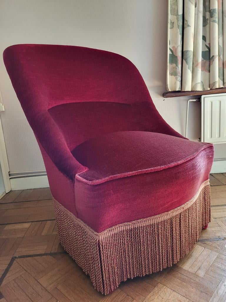 Vintage fauteuil in velours, Huis en Inrichting, Ophalen