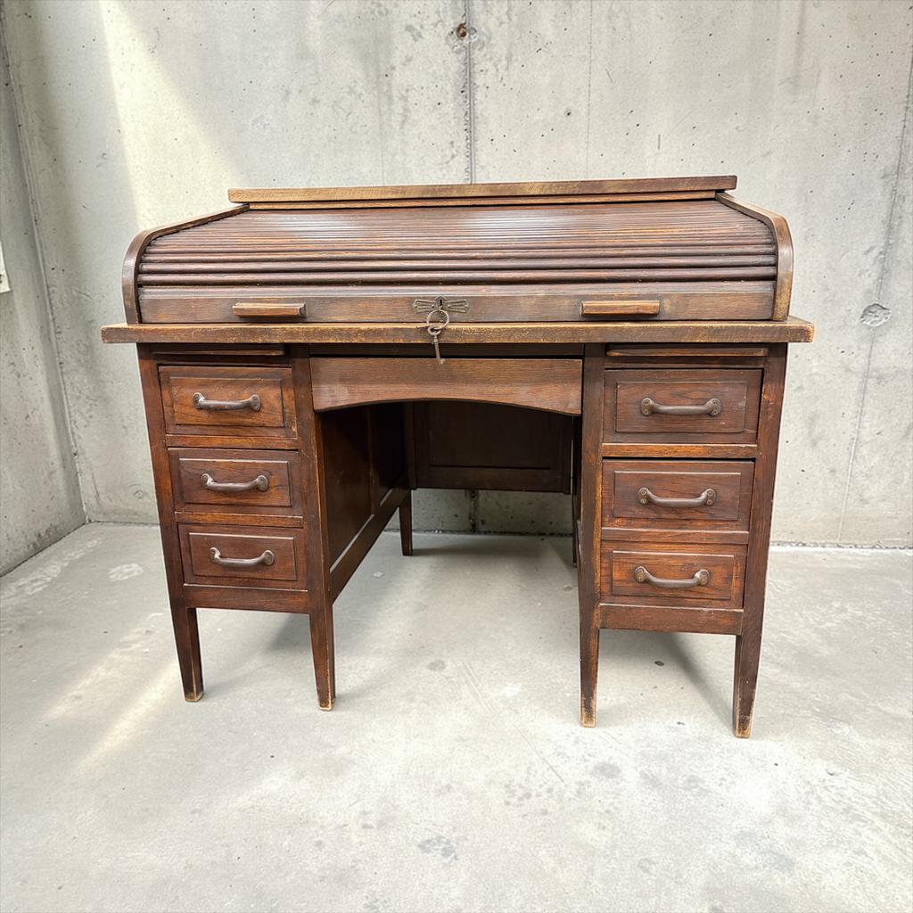 Vintage houten Amerikaanse bureau met rollluik, Kinderen en Baby's, Kinderkamer | Commodes en Kasten, Ophalen