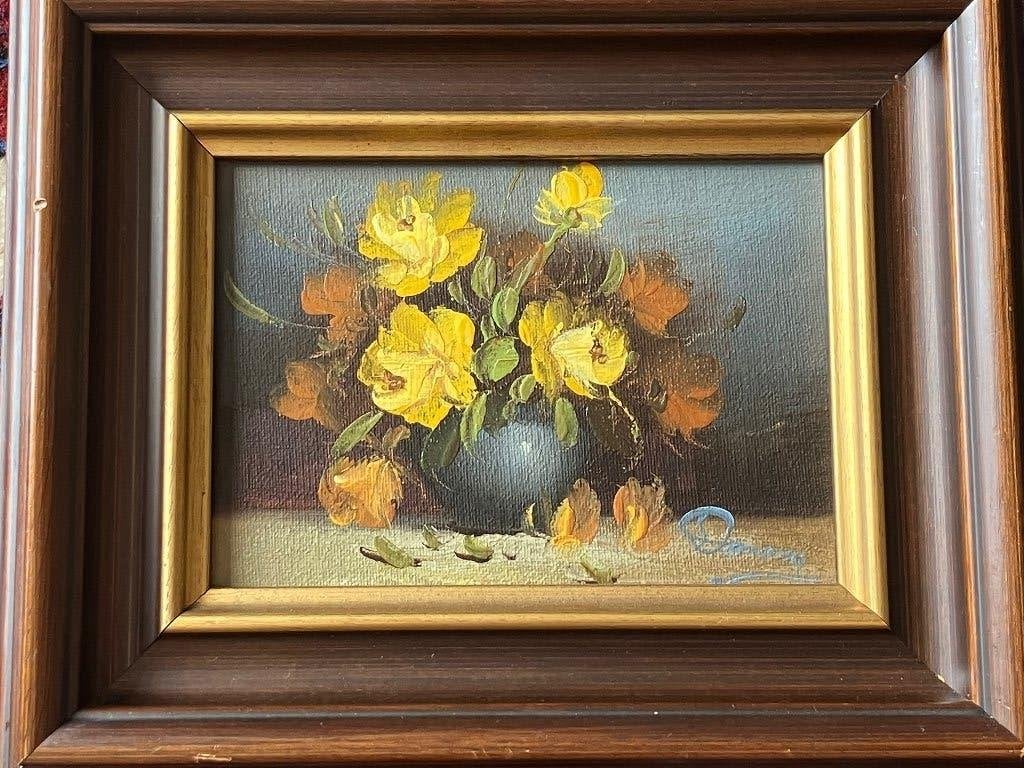 Mooi vintage olieverfschilderij met een boeket rozen., Antiek en Kunst, Kunst | Schilderijen | Klassiek, Bloemen, Vintage, Olieverf