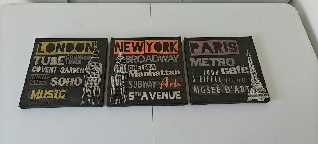 Ikea canvas 3x, 25 cm, Enlèvement ou Envoi, 25 cm, Noir