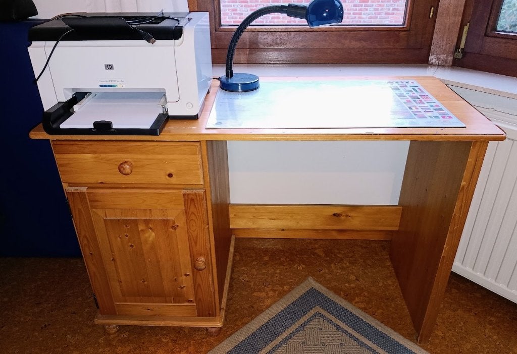grenen bureau, Bureau d'écolier, 114 cm, Classique, 52 cm