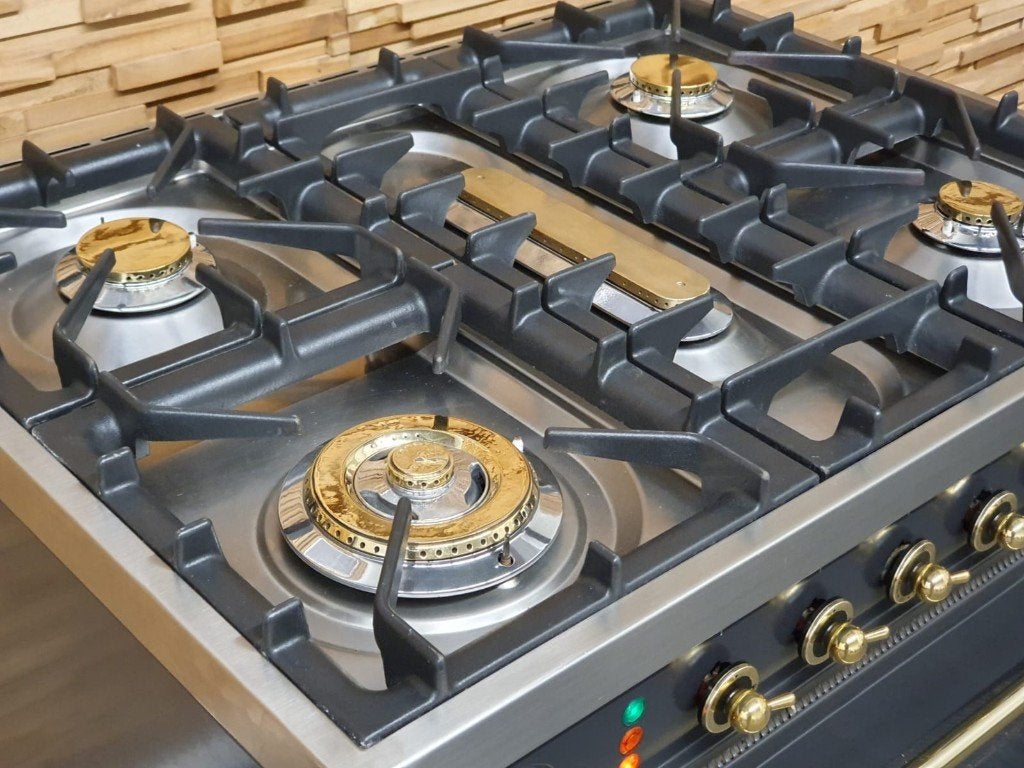 🔥Boretti Fornuis 80cm antraciet + messing elektrische oven, Electroménager, Gaz, Classe énergétique A ou plus économe, Comme neuf
