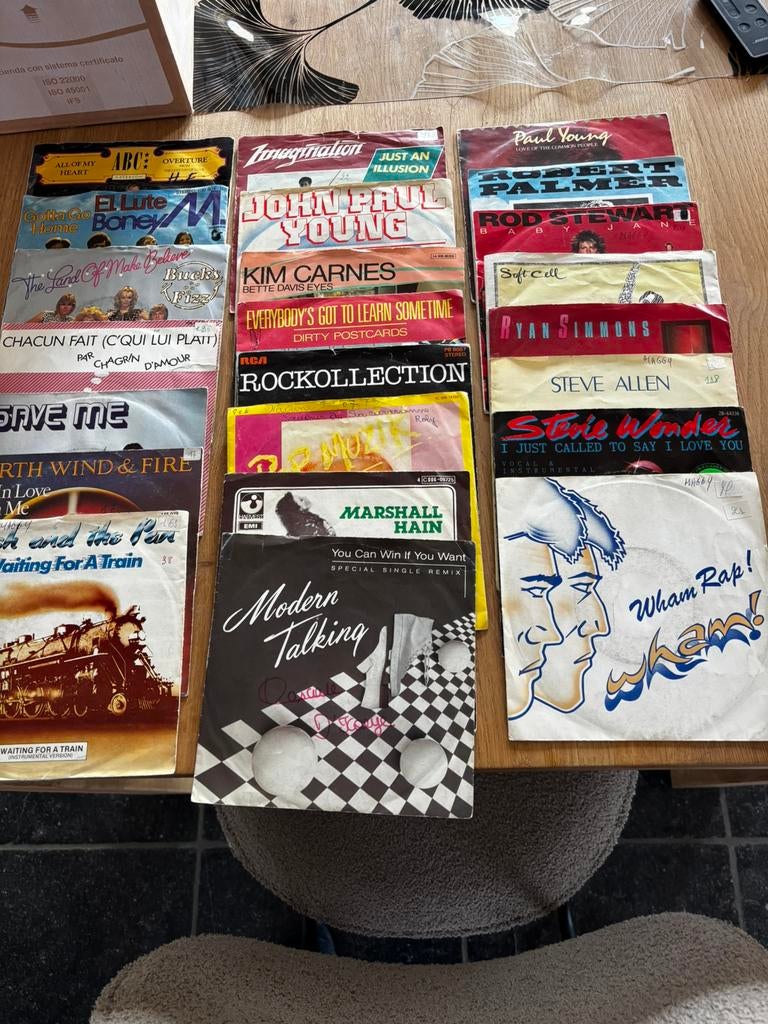 Lot de 9 vinyles 45 tours, CD & DVD, Enlèvement ou Envoi, Utilisé, Pop
