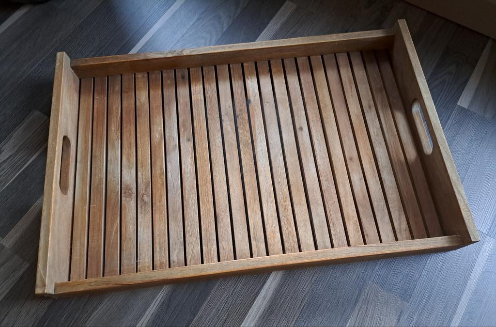 Teak dienblad, 58x38x7cm, Huis en Inrichting, Ophalen of Verzenden, Zo goed als nieuw, Rechthoekig, Hout