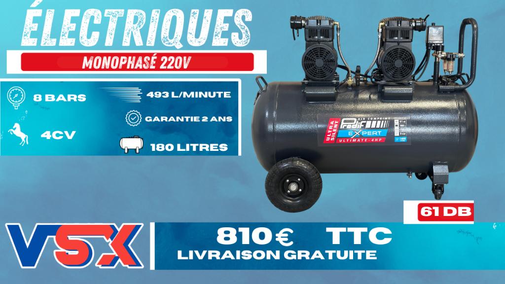 Compresseur Prodif Silencieux, Doe-het-zelf en Bouw, Compressors, Nieuw, 6 tot 10 bar, 100 liter of meer, 400 tot 800 liter/min